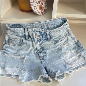 American Eagle Outfitters Faded Blue Ripped Jean Shorts